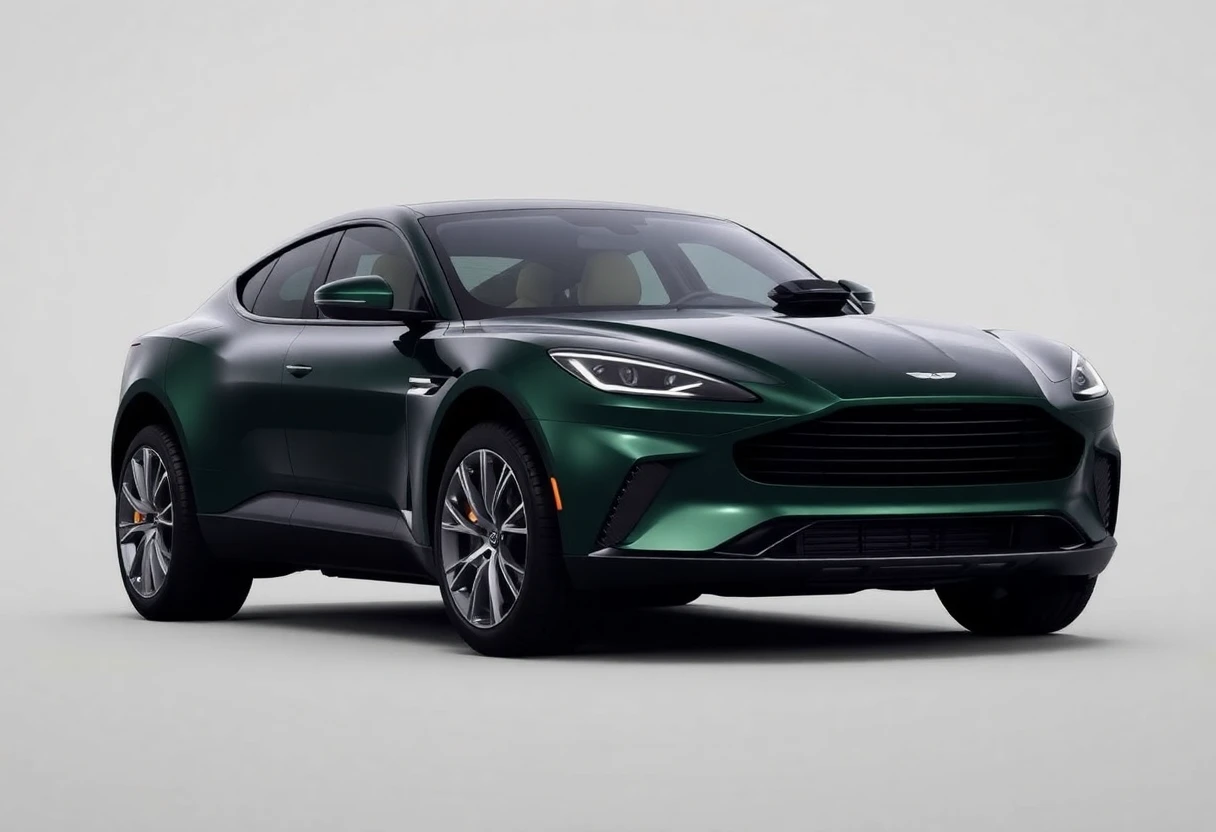 Aston Martin DBX, SUV de luxe vert foncé, vue de trois quarts avant